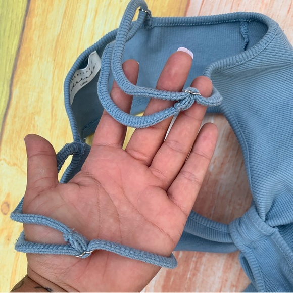 AMERICAN THREADS💙pastel blue ribbed Selena Cut Out Mini Dress - Picture 8 of 11